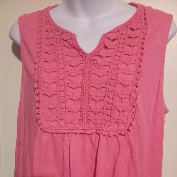 🛍️ BUNDLE ONLY 🛍️Talbots Pink Top with Crochet Accents - Picture 4 of 6